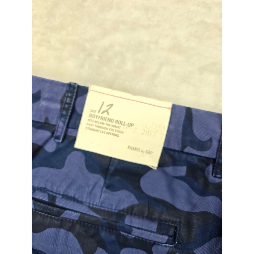 Gap Shorts Womens 12 Blue Camo Cotton Boyfriend Roll-Up Khakis NEW - Picture 6 of 10
